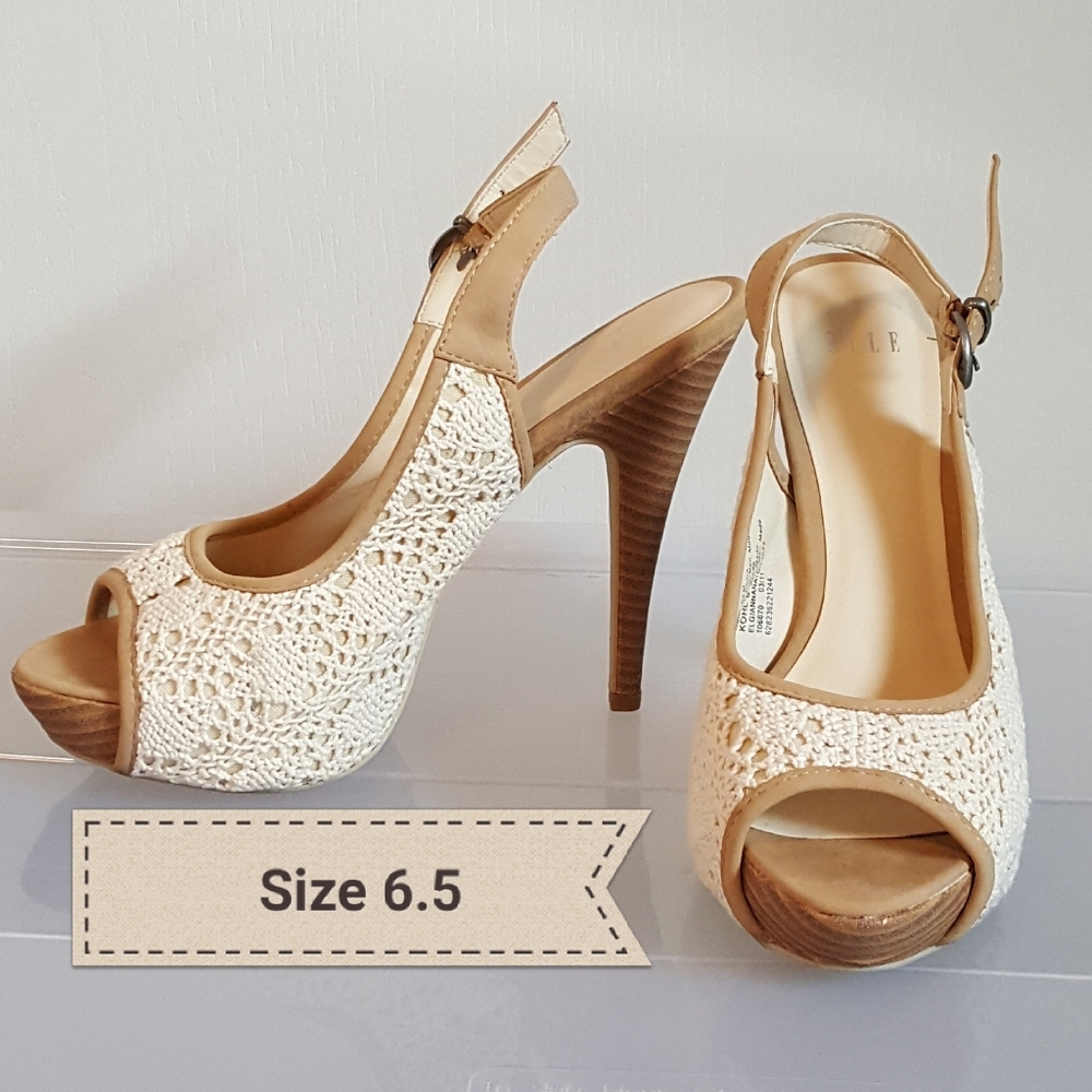 Crotchet cream slingback heel